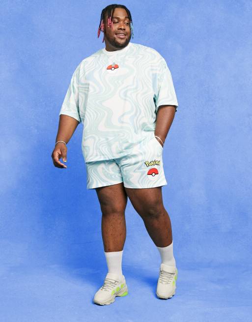 ASOS DESIGN - Pantaloncini blu con motivo stampato Pokémon in coordinato, 4 di 4