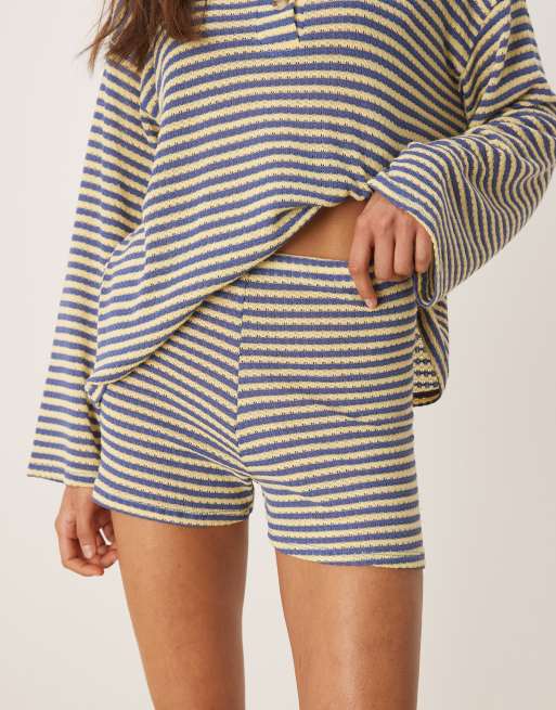 ASOS DESIGN - Pantaloncini blu e gialli a righe in coordinato, 5 di 5