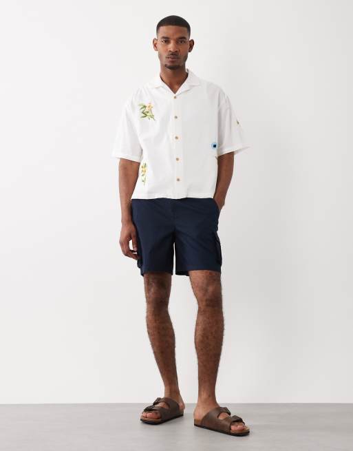 ASOS DESIGN - Pantaloncini cargo ampi taglio corto in ripstop blu navy