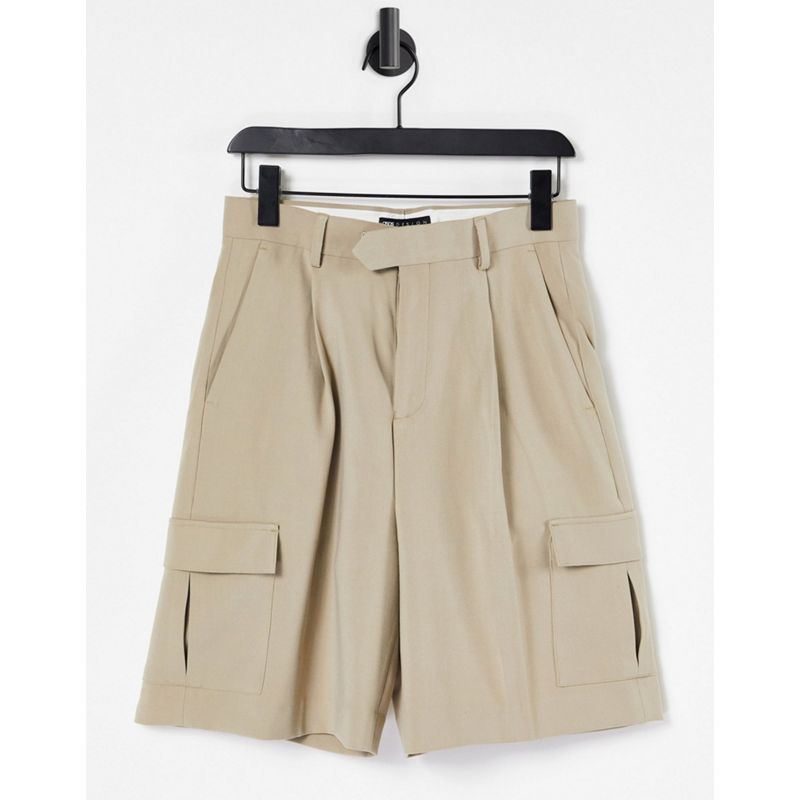 Pantaloncini cargo nmdau DESIGN - Pantaloncini cargo con fondo ampio marrone stropicciato