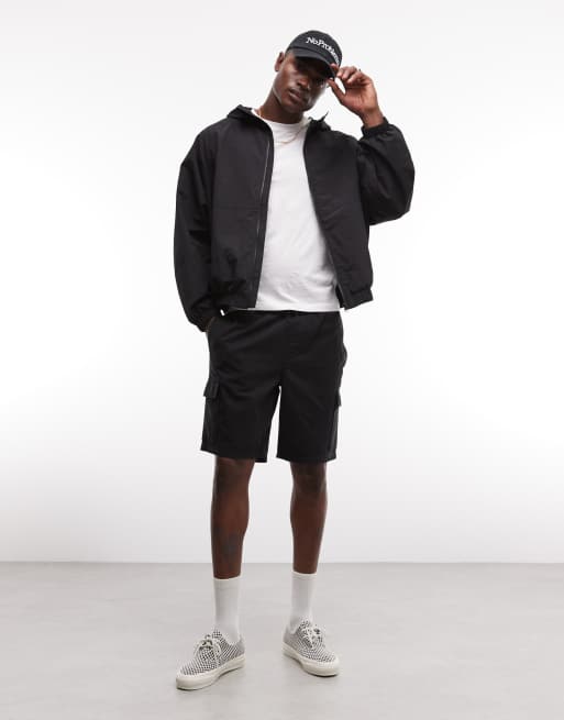 ASOS DESIGN - Pantaloncini cargo neri taglio medio