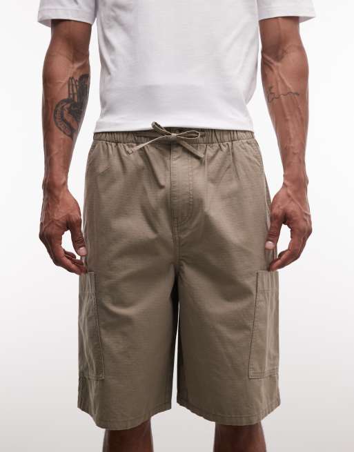 ASOS DESIGN - Pantaloncini cargo taglio lungo beige, 2 di 5