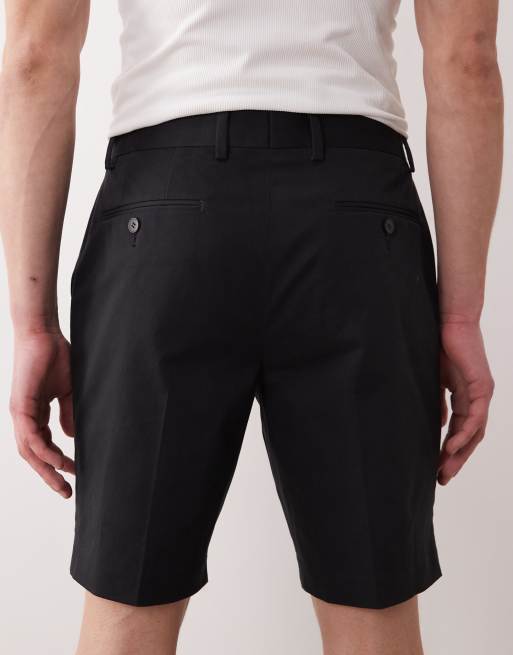 ASOS DESIGN - Pantaloncini chino sartoriali slim in misto cotone nero, 4 di 5
