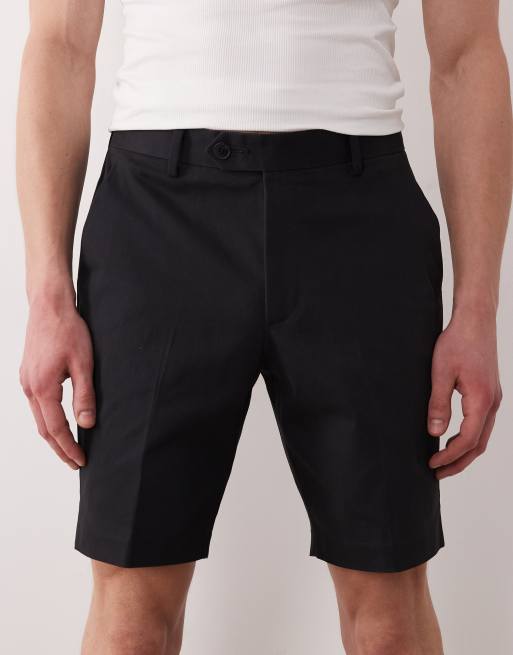 ASOS DESIGN - Pantaloncini chino sartoriali slim in misto cotone nero, 5 di 5