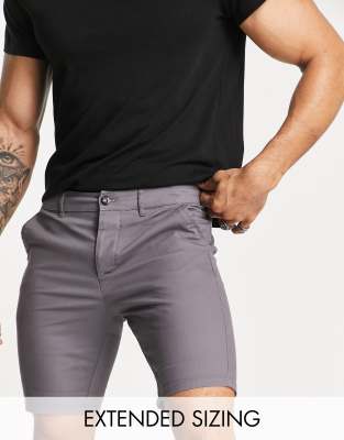 ASOS DESIGN - Pantaloncini chino skinny color antracite