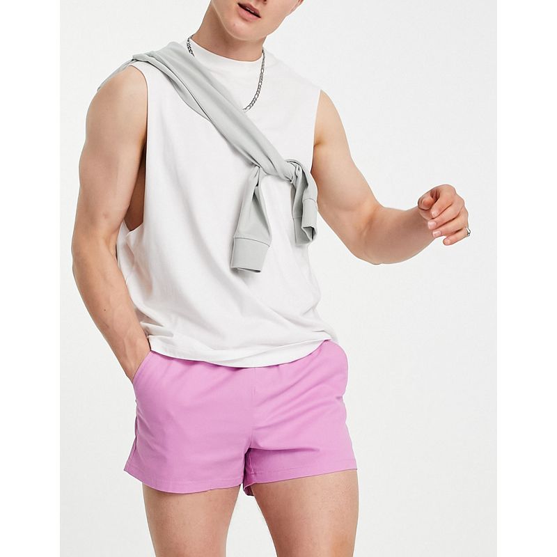 Uomo Chino corti DESIGN - Pantaloncini chino skinny super corti con vita elasticizzata rosa acceso