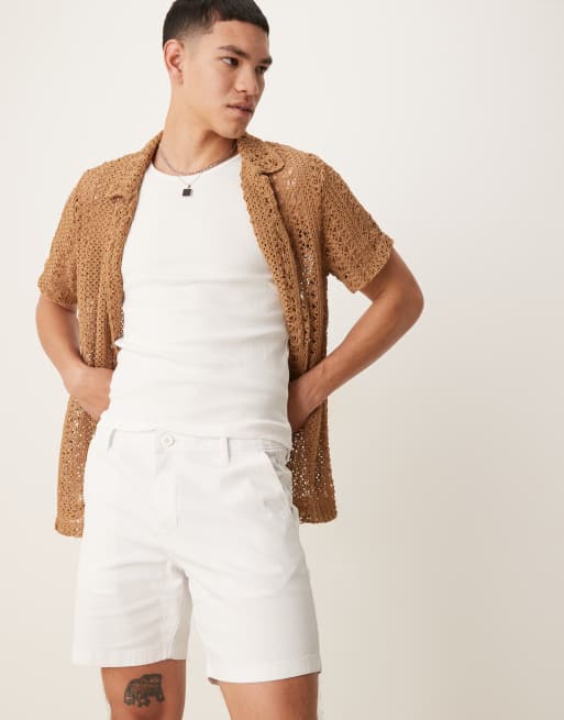 ASOS DESIGN - Pantaloncini chino skinny taglio medio bianchi, 4 di 5