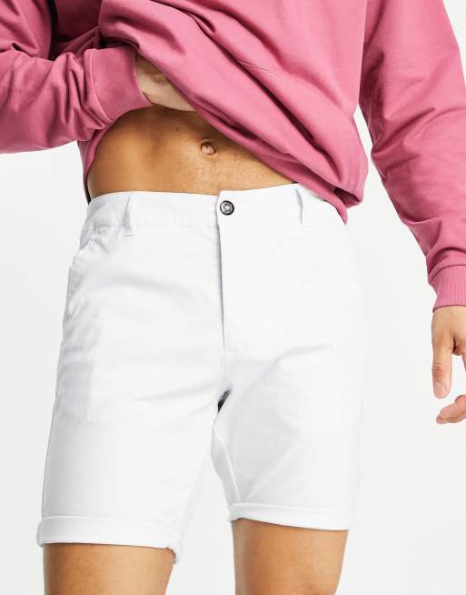ASOS DESIGN - Pantaloncini chino skinny taglio medio bianchi 
