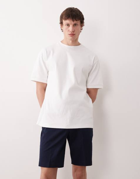 ASOS DESIGN - Pantaloncini chino slim eleganti in misto cotone blu navy - view 1