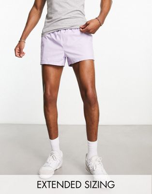 ASOS DESIGN slim chino shorts in extreme shorter length in lilac  - ASOS Price Checker
