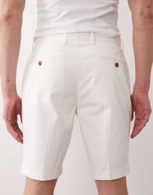 ASOS DESIGN - Pantaloncini chino slim sartoriali in misto cotone bianchi, 4 di 5