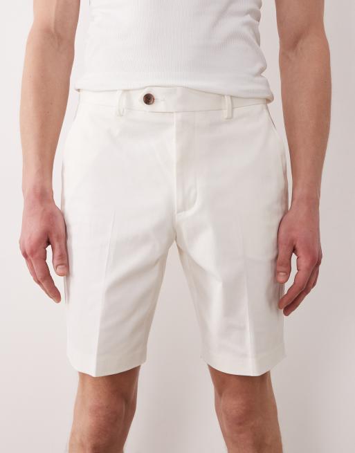 ASOS DESIGN - Pantaloncini chino slim sartoriali in misto cotone bianchi, 5 di 5
