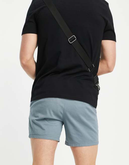 ASOS DESIGN - Pantaloncini chino slim taglio corto blu con pinces , 2 di 4