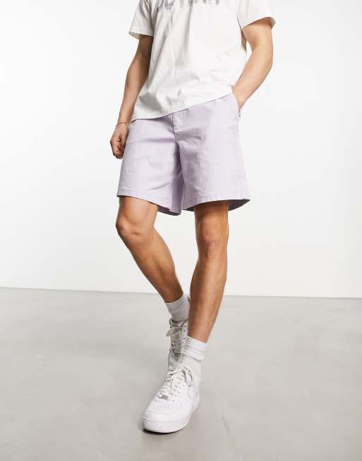 ASOS DESIGN Pantaloncini chino squadrati lilla taglio classico