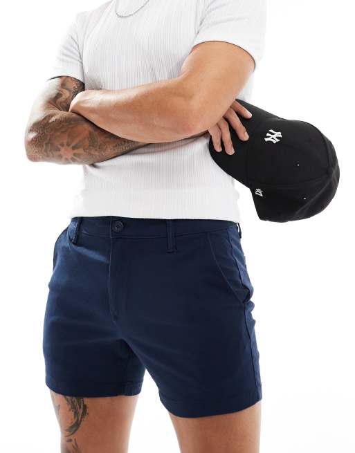 ASOS DESIGN - Pantaloncini chino taglio corto skinny blu navy