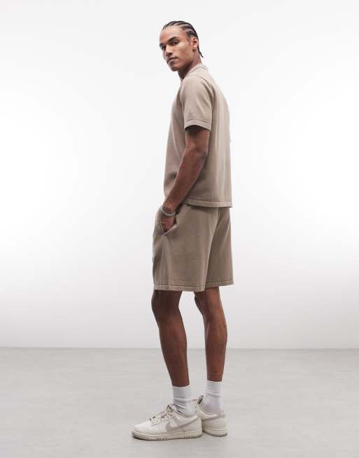 ASOS DESIGN - Pantaloncini comodi in maglia color pietra in coordinato , 3 di 5