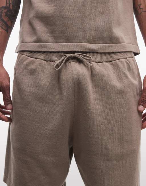 ASOS DESIGN - Pantaloncini comodi in maglia color pietra in coordinato , 4 di 5