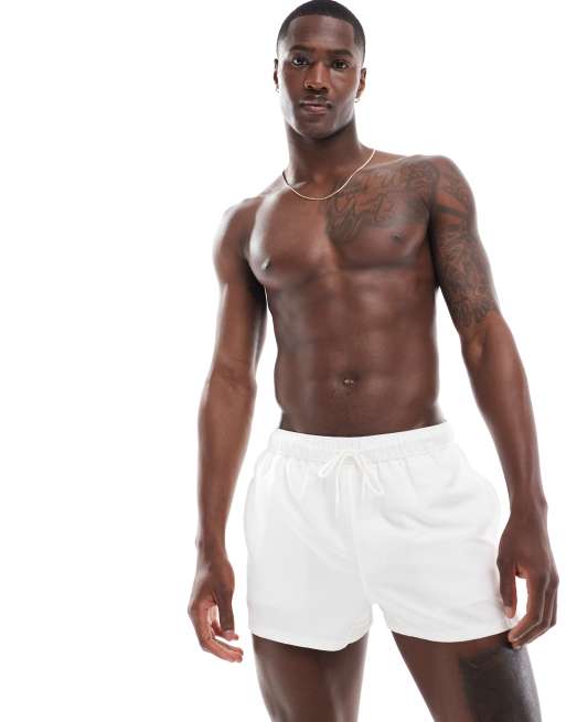 ASOS DESIGN - Pantaloncini da bagno bianchi taglio super corto 