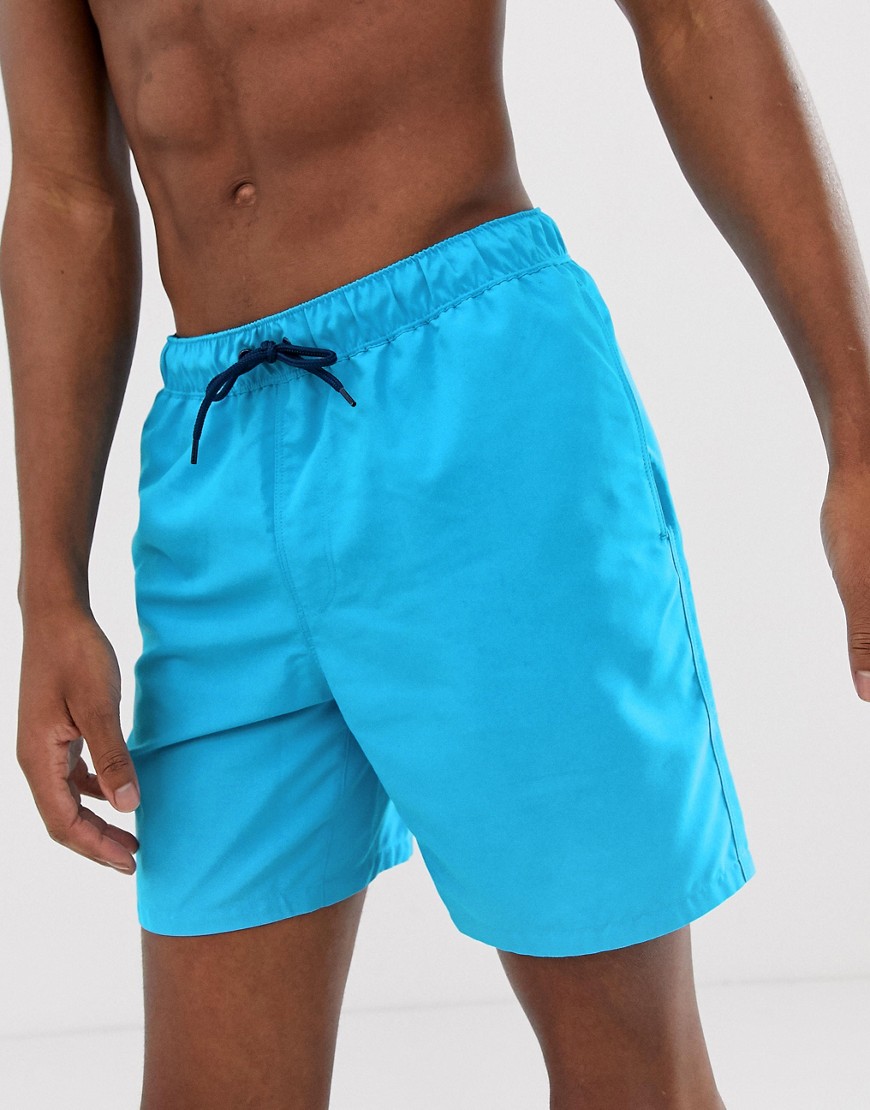 ASOS DESIGN - Pantaloncini da bagno blu lunghezza media