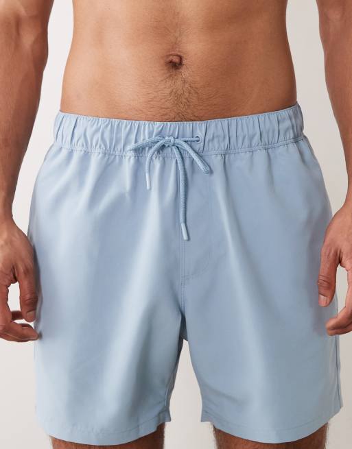 ASOS DESIGN - Pantaloncini da bagno blu lunghezza media, 4 di 5