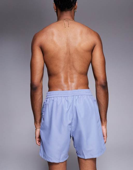 ASOS DESIGN - Pantaloncini da bagno blu medio lunghezza media, 2 di 4