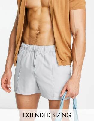 Pantaloncini da bagno con pinces taglio corto color grigio chiaro - ASOS DESIGN Costume uomo Grigio