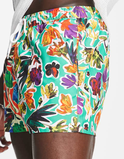 ASOS DESIGN - Pantaloncini da bagno corti con stampa a fiori misti, 3 di 4
