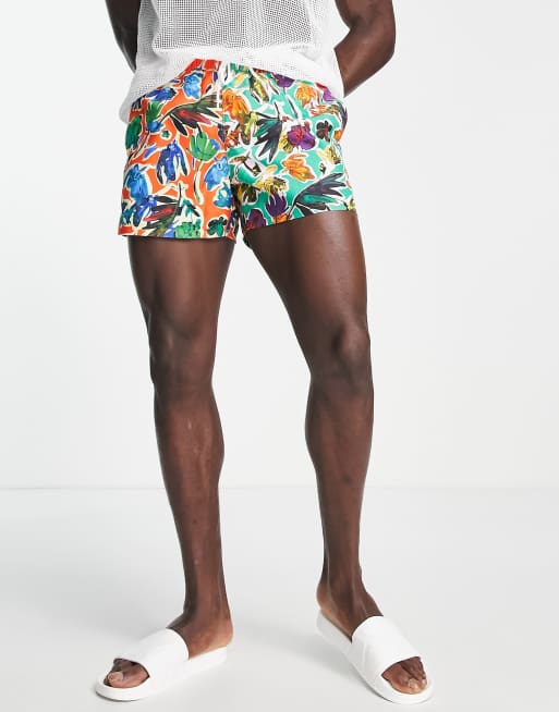 ASOS DESIGN - Pantaloncini da bagno corti con stampa a fiori misti, 4 di 4