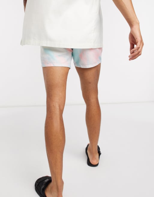 ASOS DESIGN - Pantaloncini da bagno corti con stampa marezzata, 2 di 4