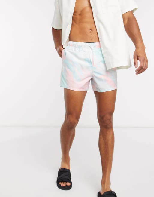 ASOS DESIGN - Pantaloncini da bagno corti con stampa marezzata, 3 di 4