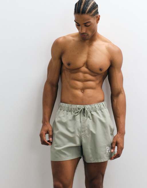 ASOS DESIGN - Pantaloncini da bagno corti verde salvia con stampa, 5 di 5