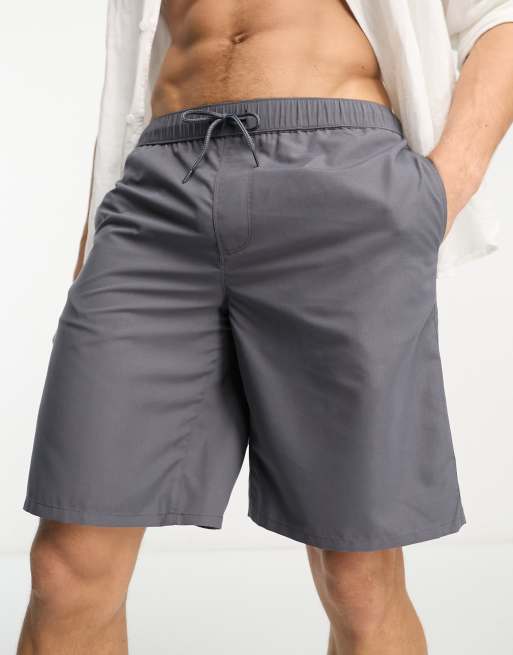 ASOS DESIGN - Pantaloncini da bagno grigi taglio lungo