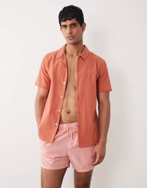 ASOS DESIGN - Pantaloncini da bagno in seersucker taglio corto rosa - view 1