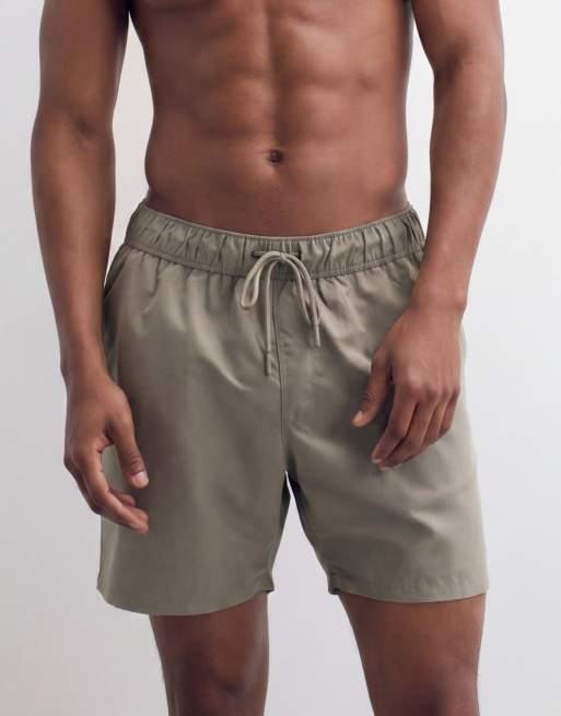ASOS DESIGN - Pantaloncini da bagno lunghezza media, colore kaki, 3 di 7