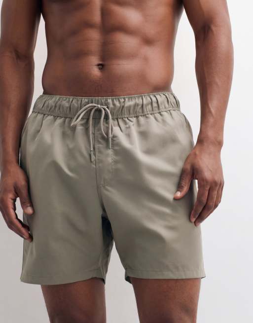 ASOS DESIGN - Pantaloncini da bagno lunghezza media, colore kaki, 4 di 7