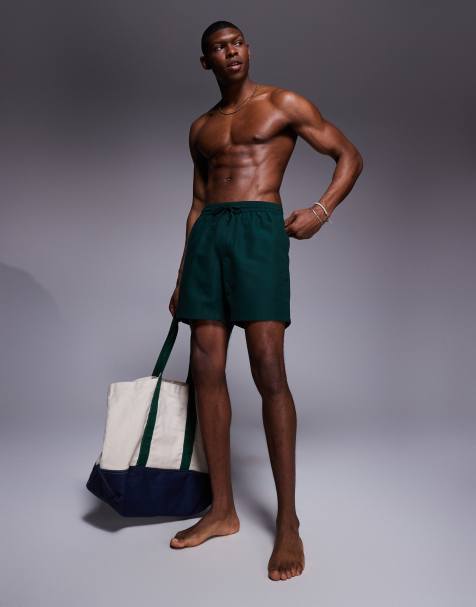 ASOS DESIGN - Pantaloncini da bagno lunghezza media verde scuro - view 1