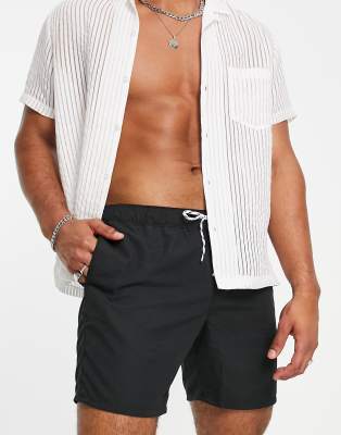 Pantaloncini da bagno neri lunghezza media-Nero - ASOS DESIGN Costume uomo Nero