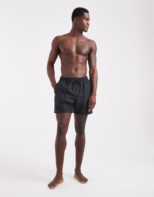 ASOS DESIGN - Pantaloncini da bagno neri lunghezza media, 2 di 5