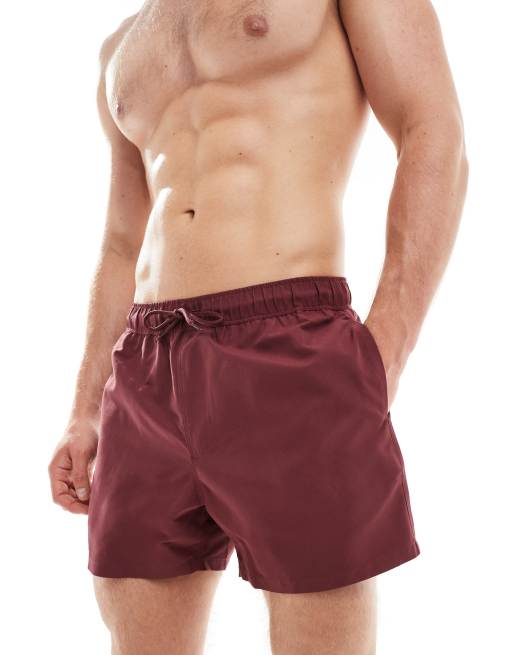 ASOS DESIGN - Pantaloncini da bagno taglio corto bordeaux 