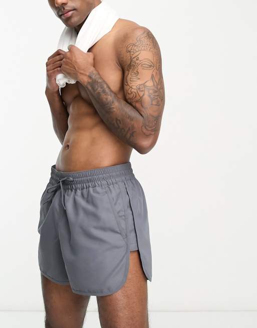 ASOS DESIGN - Pantaloncini da bagno taglio corto grigio antracite