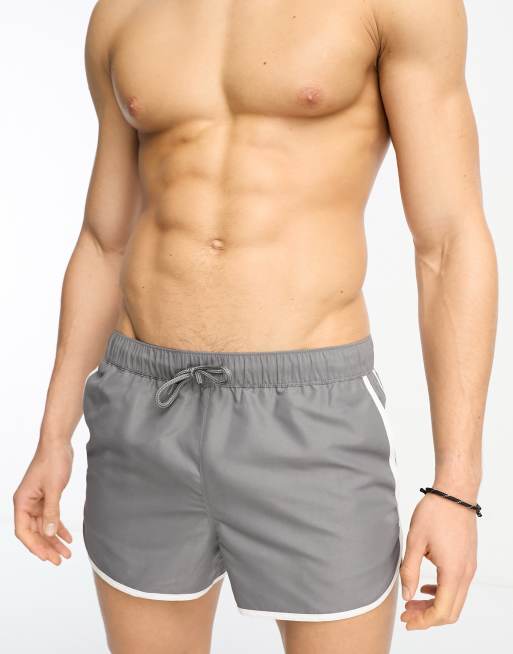 ASOS DESIGN - Pantaloncini da bagno taglio corto grigio antracite