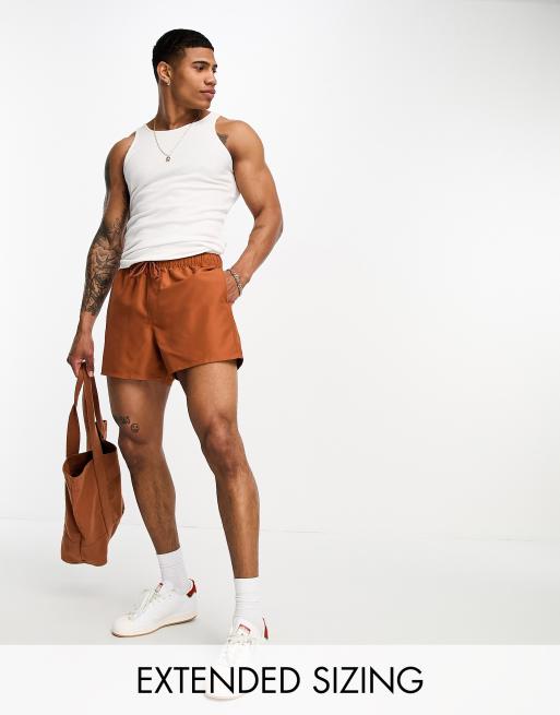 ASOS DESIGN - Pantaloncini da bagno taglio corto marroni