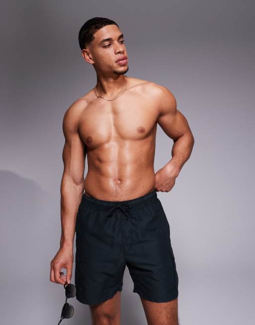 ASOS DESIGN - Pantaloncini da bagno taglio corto neri con tasche stile cargo , 4 di 4
