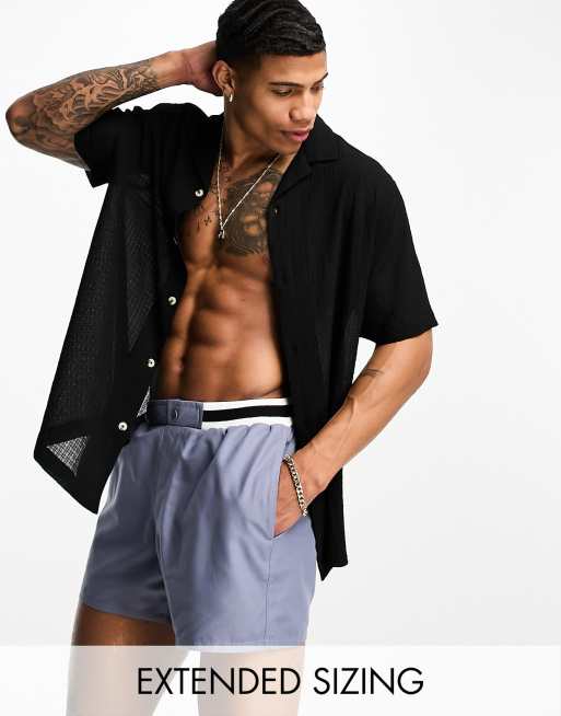 ASOS DESIGN - Pantaloncini da bagno taglio corto stile elegante grigio antracite
