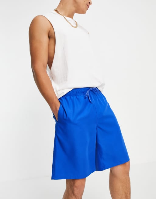 ASOS DESIGN - Pantaloncini da bagno taglio lungo blu