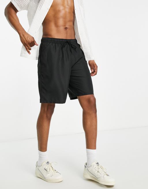 ASOS DESIGN - Pantaloncini da bagno taglio lungo neri