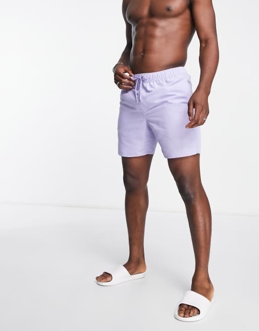 ASOS DESIGN - Pantaloncini da bagno taglio medio lilla