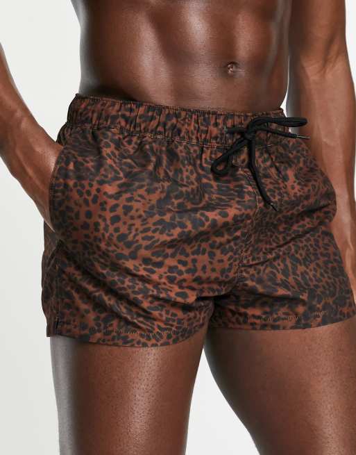 ASOS DESIGN - Pantaloncini da bagno taglio super corto con stampa animalier