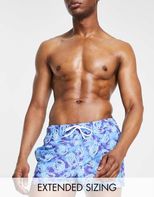 ASOS DESIGN - Pantaloncini da bagno taglio super corto con stampa del segno della pace