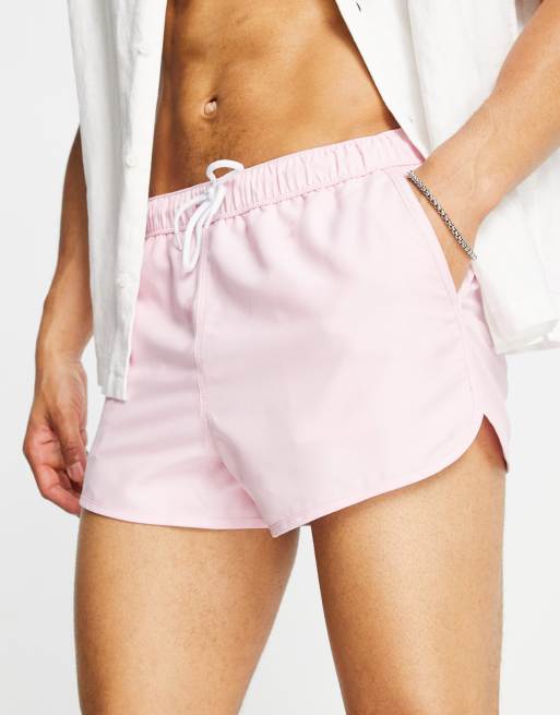ASOS DESIGN - Pantaloncini da bagno taglio super corto modello runner rosa